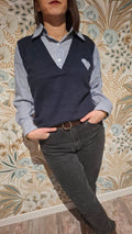 Pull chemise bleu marine