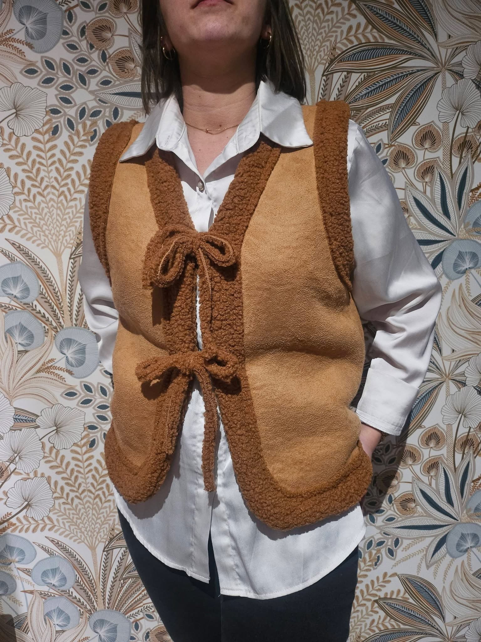 Gilet en Suédine Camel
