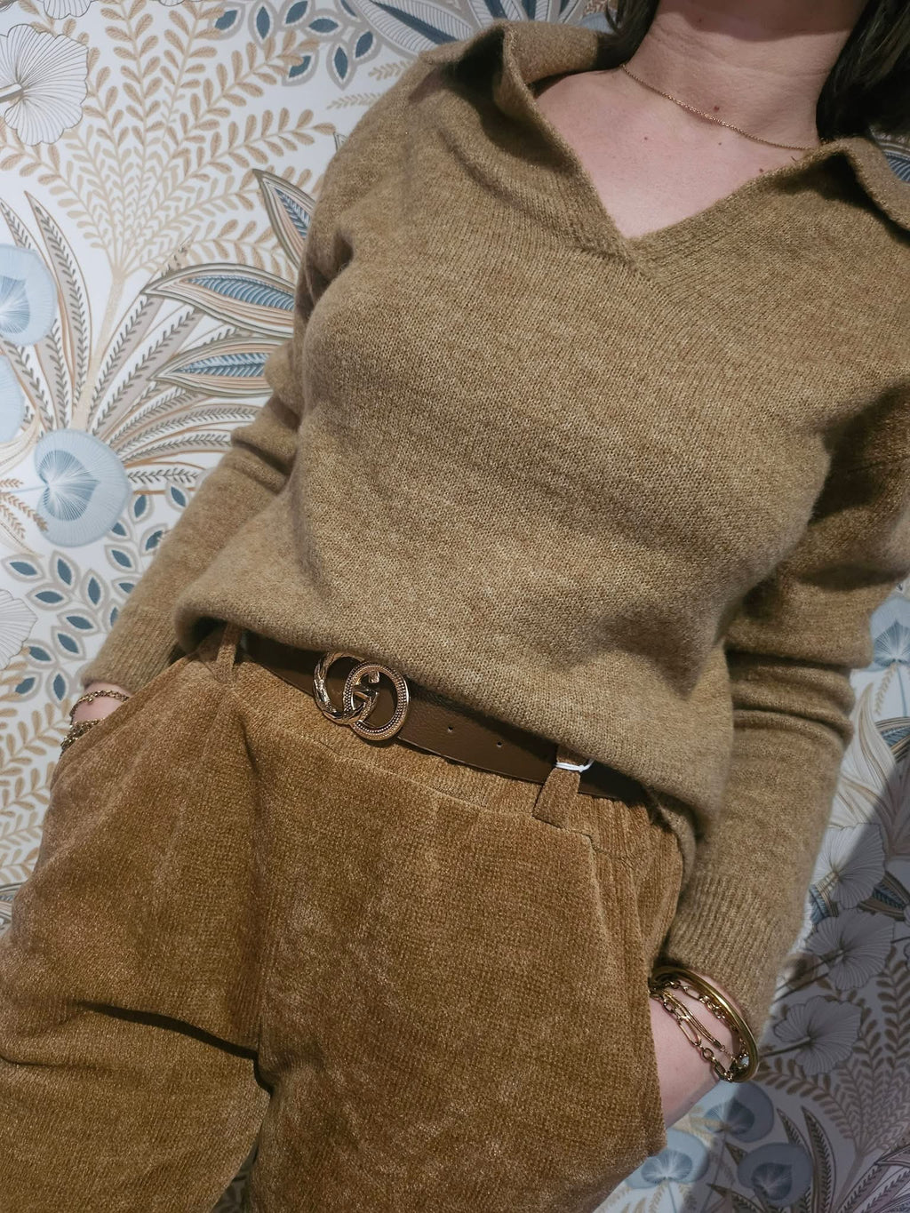 Pantalon en velours Camel