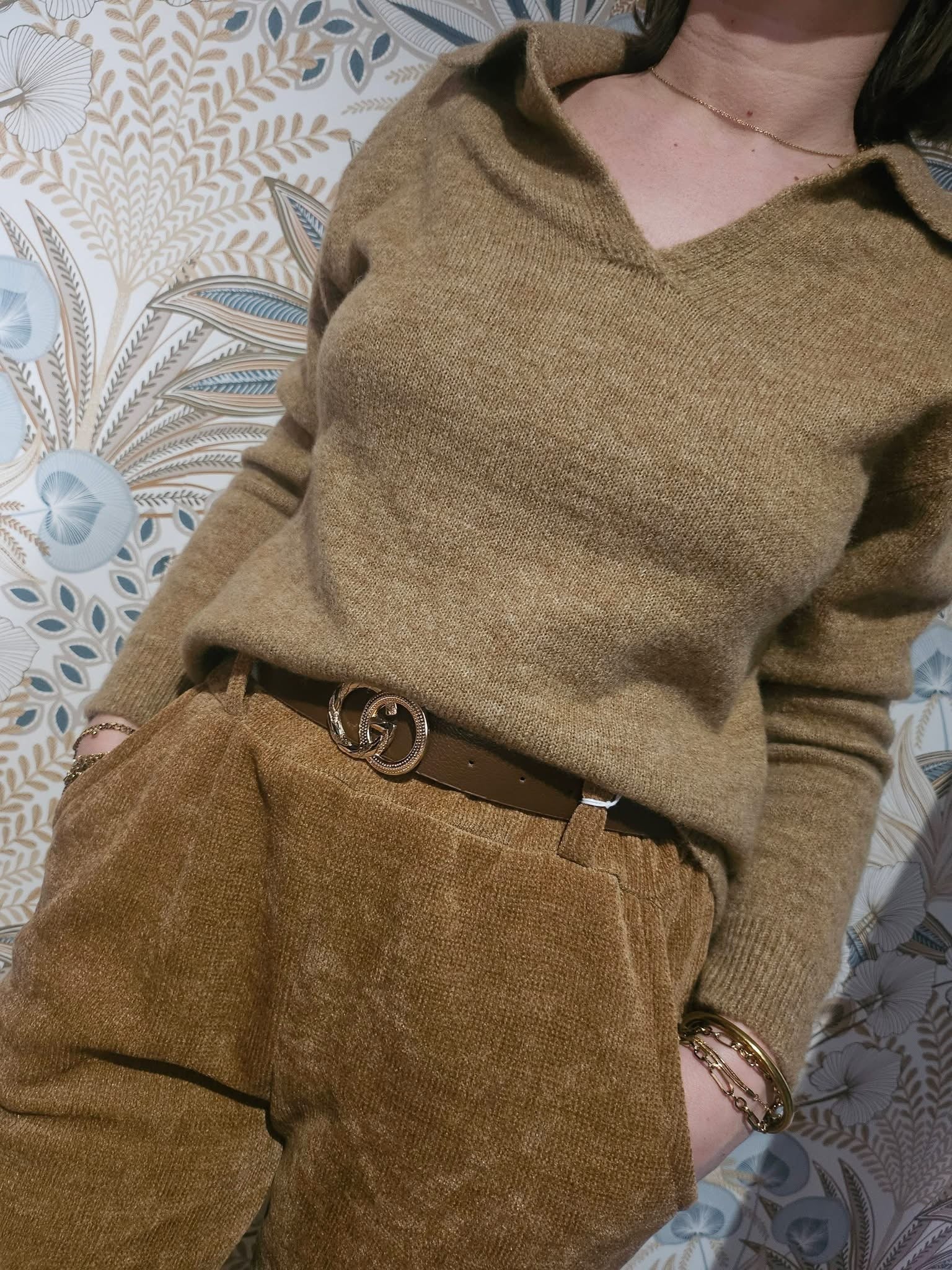 Pantalon en velours Camel