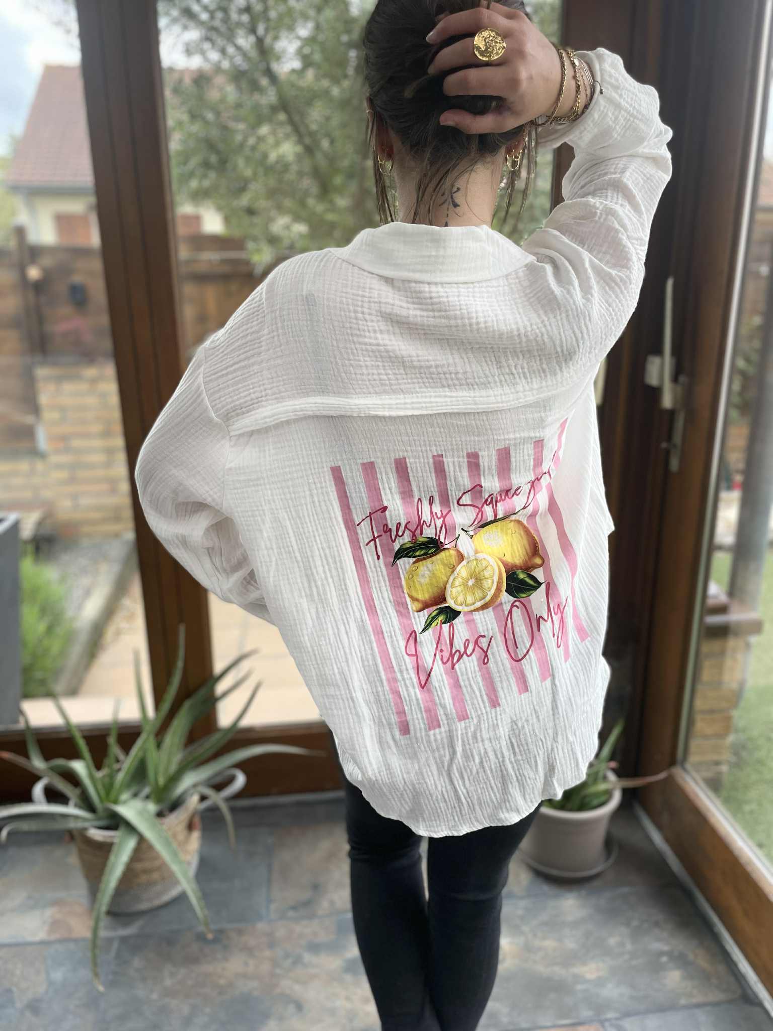 Chemise En Gaze De Coton Avec Imprimé Citron
