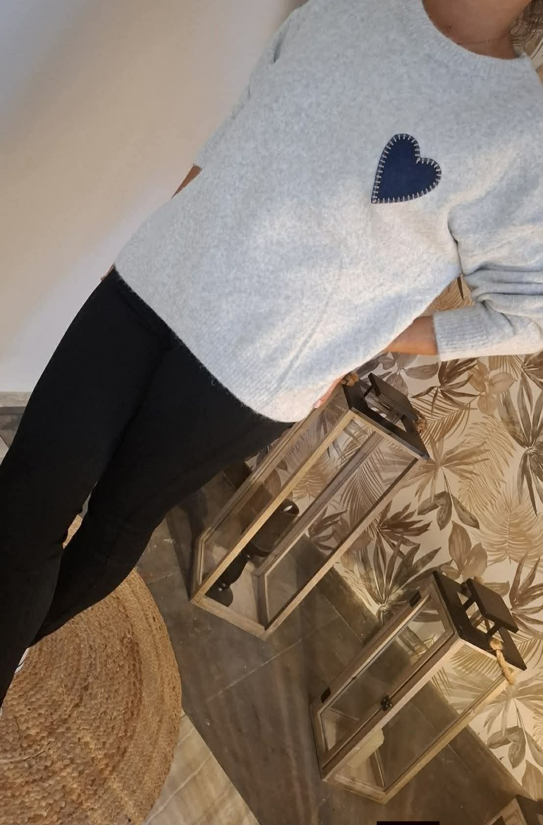Pull en laine motif cœur